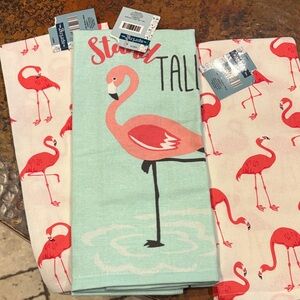 Flamingo Print Kitchen Towels